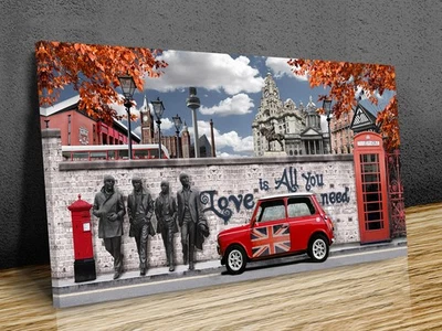 Liverpool Panoramic Canvas Print, All You Need Is Love , mounted canvas print - Image 1 of 4