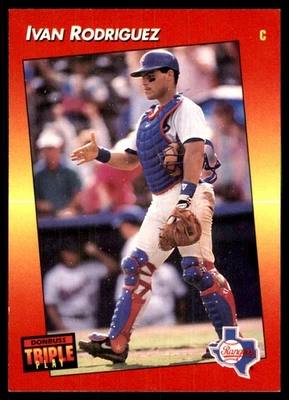 Ivan Rodriguez 1992 Triple Play #51 Rangers MLB READ FREE SHIPPING AutographDen - Image 1 of 2