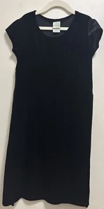 Circo Black Velvet Belted Short Sleeves Round Neck Stretch Dress Sz M 7-8 - Picture 1 of 6