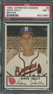 Johnston Cookies #8 1953 - Dave Jolly - 7 casi nuevo - Braves - Imagen 1 de 2