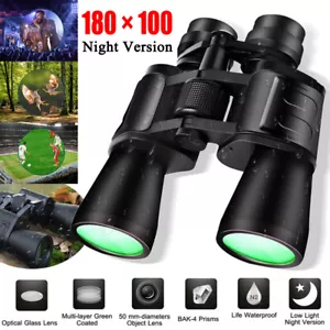 Day/Night 180x100 Outdoor Zoom Powerful Binoculars Optical Hunting Camping UK - Picture 1 of 14