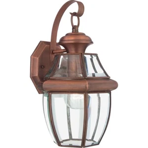 Außenleuchte Laterne Wandlampe Messing Kupfer Glas H 35,6 cm Klassisch Veranda - Bild 1 von 1