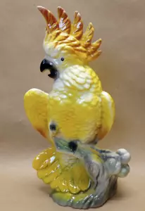 Yellow Cockatoo Ceramic Figure Planter 10" Tall X 4" Wide MCM - Picture 1 of 8