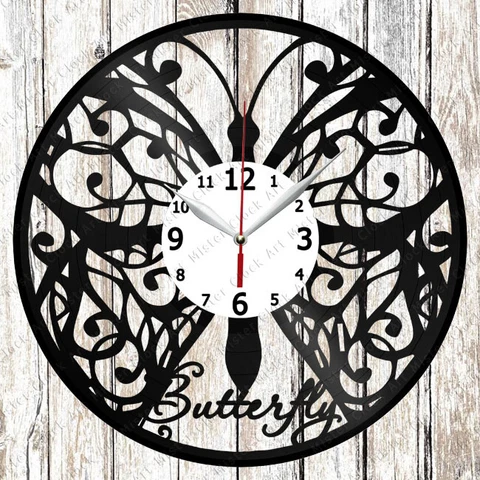 Butterfly Vinyl Wall Clock Made Of Vinyl Record Fan Art Handmade Best Gift 1462 Cover