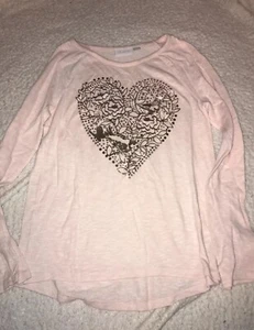 Childrens Place Girls Top sz XXL 16 Pink Heart Design Long Sleeve - Picture 1 of 4