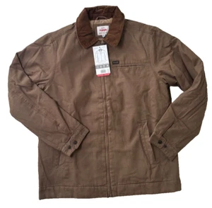 Wrangler Men's Canvas Work Jacket Quilted Lining Corduroy Collar Brown M - Picture 1 of 7
