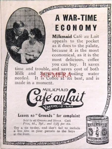 MILKMAID Cafe au Lait (Coffee made with Milk), Antique WW1 1917 Advert : 688-143 - Foto 1 di 1
