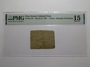 1790 One Pence Newark New Jersey Colonial Currency Note Bill Elizabeth Borough - Picture 1 of 6