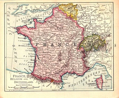 "FRANCE" Antique original map 1900 - Image 1 of 2