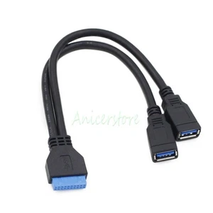 USB 3.0 20 Pin Female Motherboard Header to 2 Port USB 3.0 Female Y Cable - Picture 1 of 4