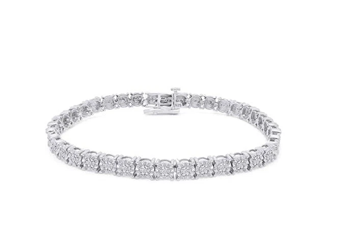 Brazalete Tenis 1/4ct Diamante Redondo Natural Chapado en Oro 14K Plata de Ley 925 Foto 1 de 4