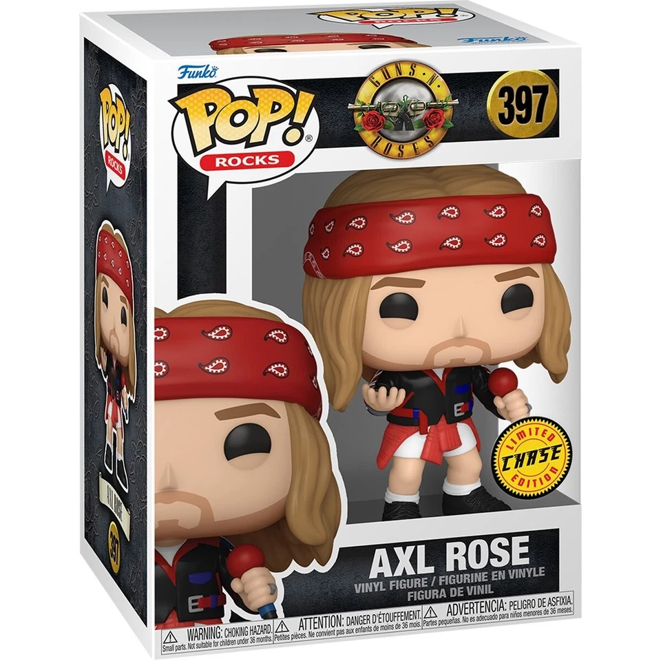 Figura Funko Pop Rocks CHASE Guns N Roses: Axl Rose (chaqueta negra) con protector Foto 1 de 1