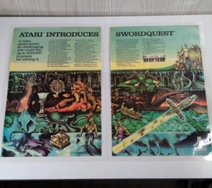 Atari Swordquest Advertisement Laminated Two-Page Display, Vintage 1980s Gaming - Picture 1 of 8