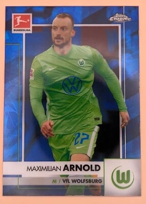 2020-21 Topps Chrome Bundesliga Sapphire Maximilian Arnold #95 VfL Wolfsburg - Image 1 of 2