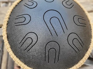 Fine Tuned 14" inches 9 Tone Dual Tongue Musical Steel Hand Pan Drum Yoga Sound - Picture 1 of 10
