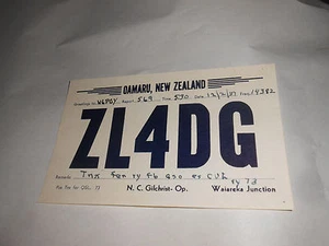 Vintage 1937 QSL Amateurfunkkarte ZL4DG Oamaru Neuseeland Waiareka Junction - Bild 1 von 2
