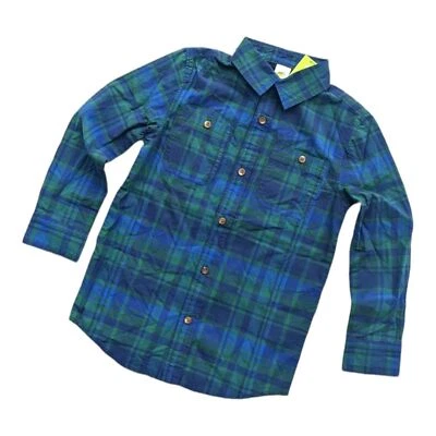 Camisa con botones a cuadros azul/verde Crazy 8 Boys S 5-6 Foto 1 de 4