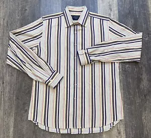 Charles Tyrwhit Mens Size L Long Sleeve Multicolor Striped Dress Shirt - Picture 1 of 13