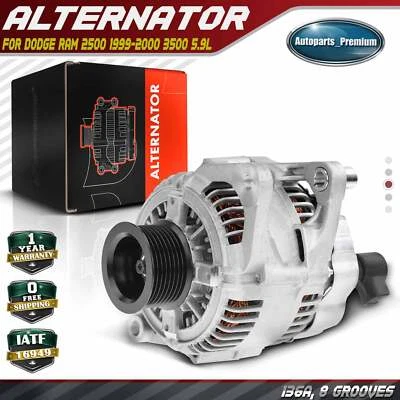 Alternator for Dodge Ram 2500 Ram 3500 1999 2000 L6 5.9L 136A 12V CW Rotation - Image 1 of 4