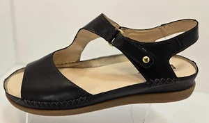 Pikolinos QVC schwarze flache bequeme Leder-Sandalen Damengröße 40 US 9 – 9,5 - Bild 1 von 13