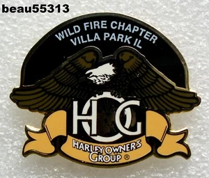 ⭐WILD FIRE VILLA PARK ILLINOIS HARLEY OWNERS GROUP HOG CHAPTER MEMBER VEST PIN - Picture 1 of 1