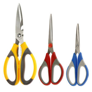 Stainless Steel Premium Quality Shears Heavy Kitchen Scissor 3 Pc Set Multicolor