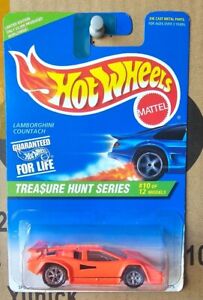 Hot Wheels 1996 - LAMBORGHINI COUNTACH TREASURE HUNT MINT VHTF CARD GOOD 