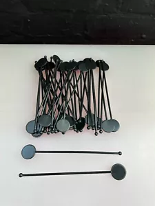 40 x BLACK PLASTIC DISC TWIZZLERS STIRRER STICKS 178 mm Long Cocktail Drinks - Picture 1 of 3