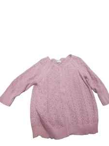 Women's Avenue Vintage Pink Sweater Size 14/16 Oversized Crochet - Picture 1 of 10