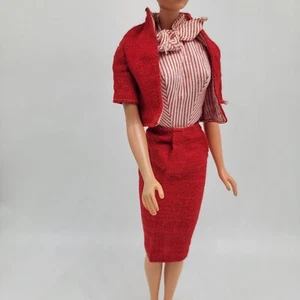 Vtg Barbie Busy Gal #981 Original Outfit Red Jacket Skirt Bodysuit *stain Coat - Picture 1 of 11