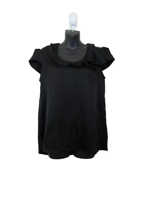 Nanette Lepore Size Medium Silk Pleated Bow Top Cap Sleeve Blouse Basic - Image 1 of 4