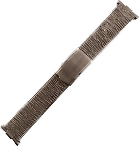 Vintage 16mm to 20mm Baldwin Men's Wristwatch Band Steel Bark Finish Deployment - Picture 1 of 4