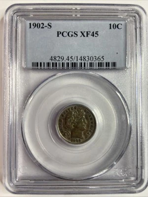 1902-S Barber Dime 10c PCGS Certified XF45 - Image 1 of 4