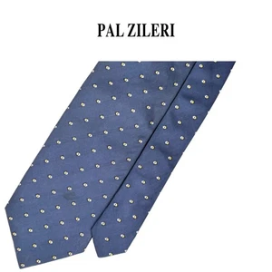 Corbata Pal Zileri Azul Marino-Amarillo Blanco Patrón Geométrico Vintage Corbata Italiana Seda - Imagen 1 de 11
