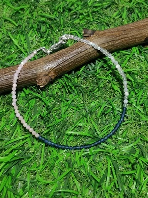 Brazalete de cuentas redondas facetadas de ópalo rosa y labradorita y tanzanita de 6-8"" Foto 1 de 4