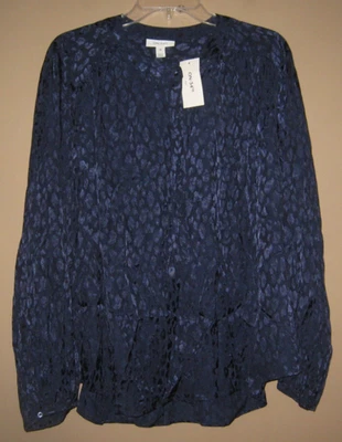 Blusa Camisa Jacquard On 34th Para Mujer Azul 100% Rayón Botón Frontal 2X Nueva con Etiquetas $49 Foto 1 de 4