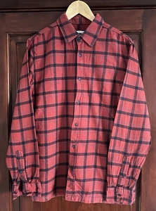 Pull&Bear Men’s Red & Navy Checked Long Sleeve Shirt - 100% Cotton Size L - Picture 1 of 3