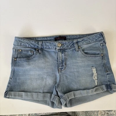 Celebrity Pink Jean Shorts Juniors 11 Blue Denim Cut Off distressed Stretch - Image 1 of 4