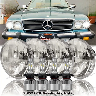 Fit Mercedes-Benz 380SL 450SL 560SL 4PCS 5.75" Round LED Headlights Hi/Lo Beam - Image 1 of 4