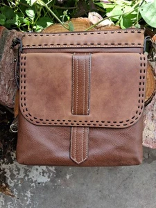 Tony Lama All Leather Crossbody Saddlebag Concelaed Carry Bag Side Pocket Purse - Picture 1 of 17