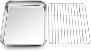 P&P CHEF 10.4 Inch Baking Sheet Pan with Rack Set, Inch, Silver - Picture 1 of 7