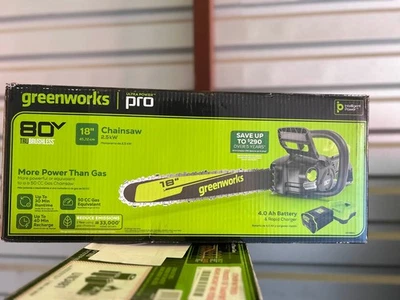 Motosierra inalámbrica Greenworks Pro 80V 18 pulgadas con batería de 4Ah y cargador rápido Foto 1 de 3