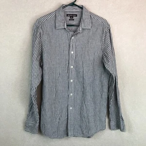 Camicia Michael Kors uomo grigia media a righe cotone lino bottoni maniche lunghe - Foto 1 di 11