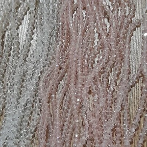 3mm 4mm rondelle bicone glass beads huge bundle 25 strings pale pink and clear - Picture 1 of 7
