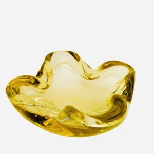 🟠 Flavio Poli per Seguso portacenere in vetro di Murano sommerso anni 70 GIALLO - Foto 1 di 5