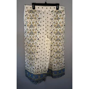 Joie 100% Linen Floral Pull On Wide Leg Cropped Pants White/Blue Women's Size XL - Picture 1 of 5
