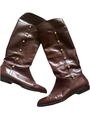 Botas de Equitação Femininas Vintage Salvatore Ferragamo Cor Conhaque Couro Tamanho 7 1/2 - Imagem 1 de 4