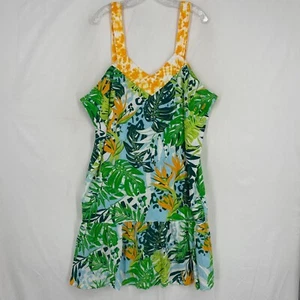Coral Bay Mujer Talla 1X Solero Verde Naranja Tropical Floral Tejido Algodón Modal - Imagen 1 de 9