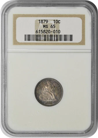 1879 Liberty Seated Silver Dime MS65 NGC Cover