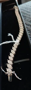 0.5ct 4X8mm, Full Moissanite, 16cm (6.5inch) Sterling Silver Tennis Bracelet - Picture 1 of 7